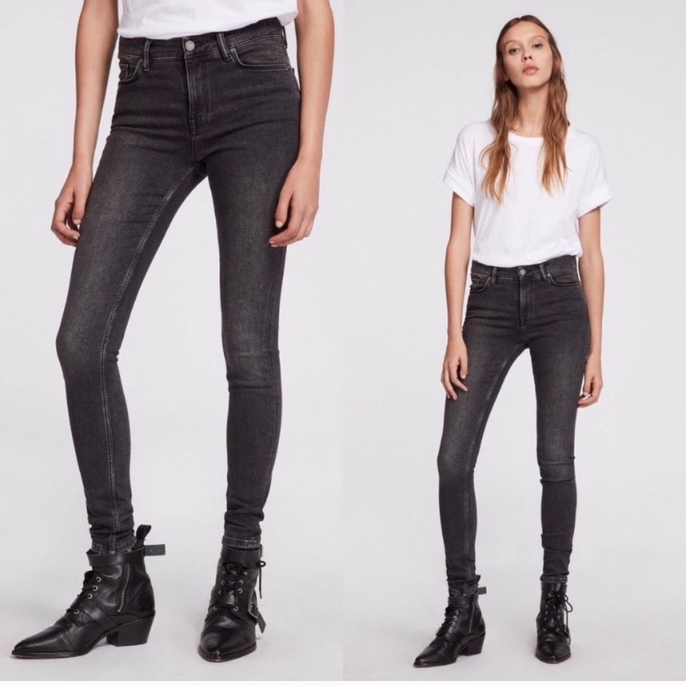 ALL SAINTS GRACE SKINNY JEAN WASHED BLACK SIZE 25